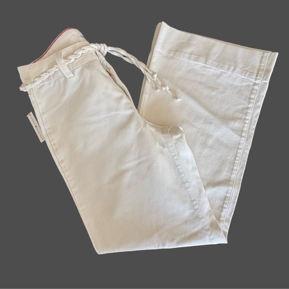 NWT Vintage 2003 Tommy Hilfiger bleached white clean front wide leg jeans 10 - Picture 3 of 14